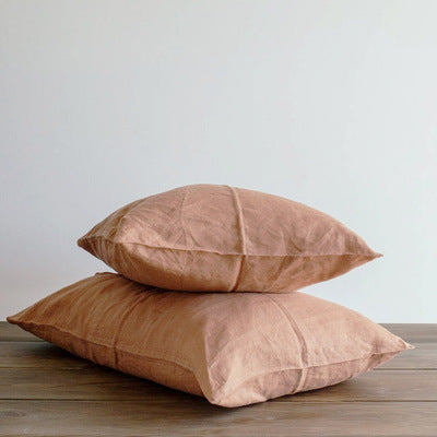 Cotton And Linen Solid Color Retro Adult Pillowcase