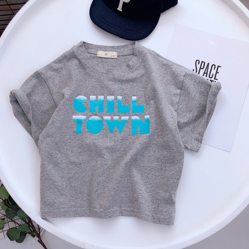 Boys Cotton Personality Printed Short-sleeved T-shirt