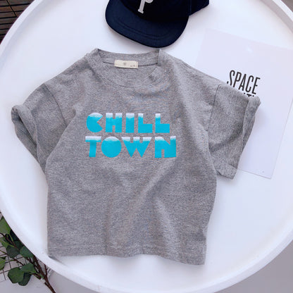Boys Cotton Personality Printed Short-sleeved T-shirt