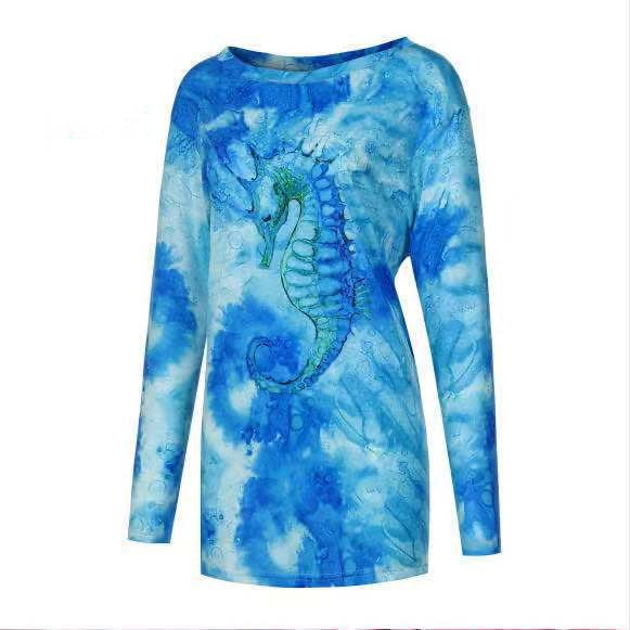 European And American Loose Mid-length Long-sleeved T-shirt