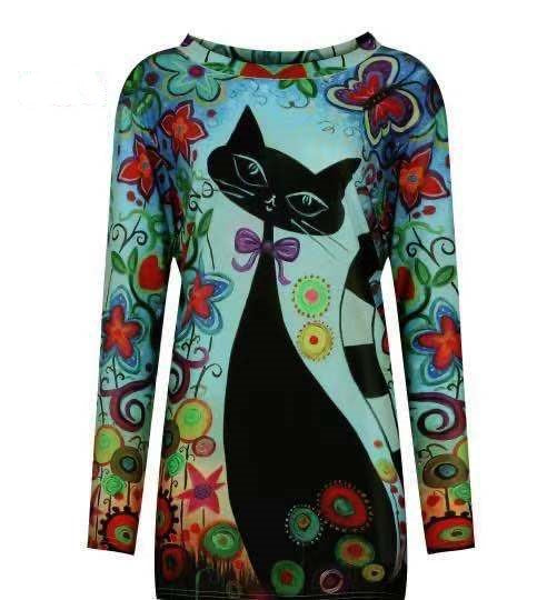 European And American Loose Mid-length Long-sleeved T-shirt
