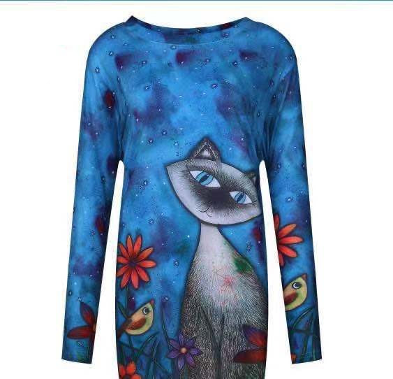 European And American Loose Mid-length Long-sleeved T-shirt