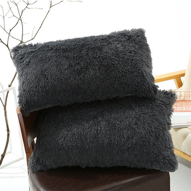 Plush Pillow Case Winter Warm Long Fluffy Slee
