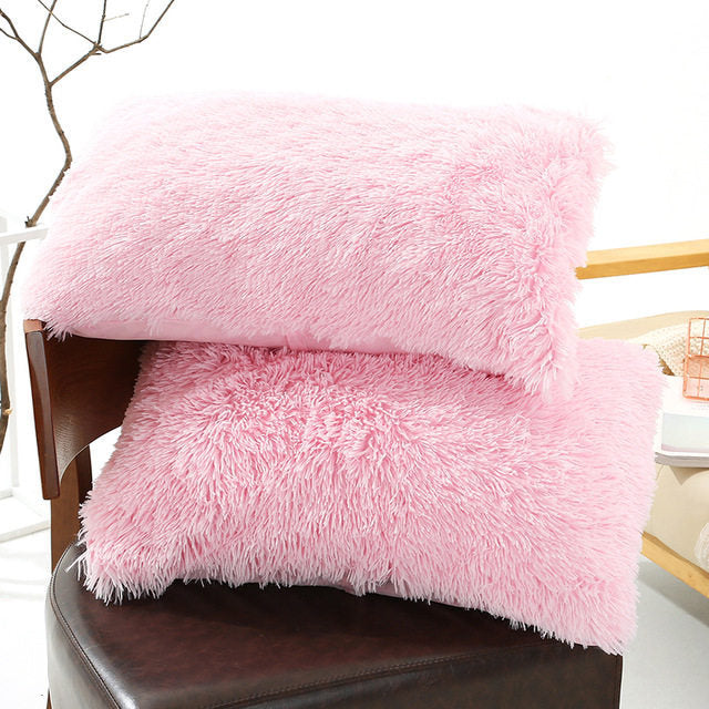 Plush Pillow Case Winter Warm Long Fluffy Slee