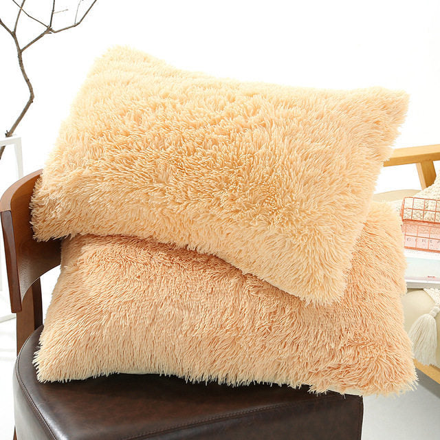 Plush Pillow Case Winter Warm Long Fluffy Slee