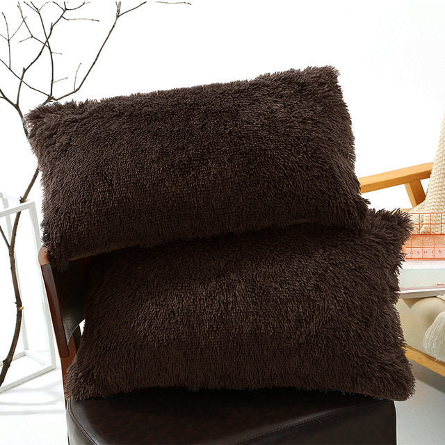 Plush Pillow Case Winter Warm Long Fluffy Slee