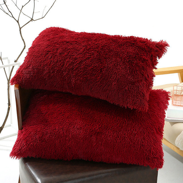 Plush Pillow Case Winter Warm Long Fluffy Slee