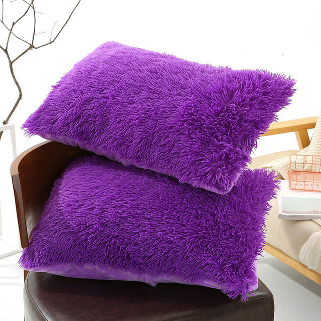 Plush Pillow Case Winter Warm Long Fluffy Slee