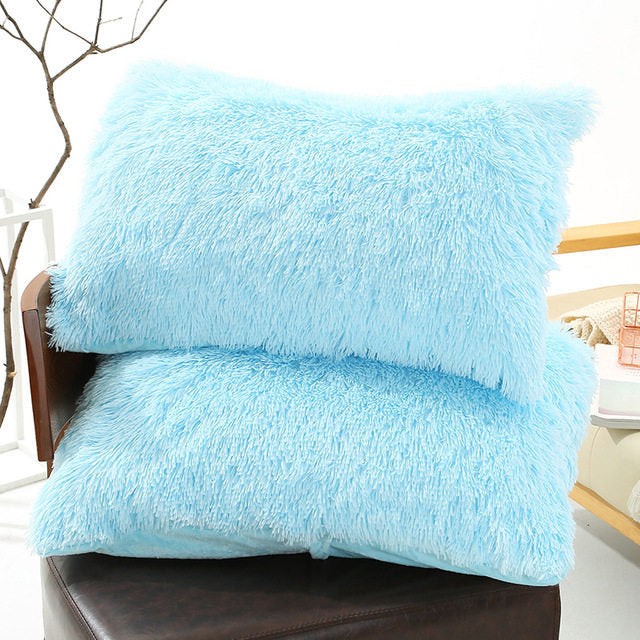 Plush Pillow Case Winter Warm Long Fluffy Slee
