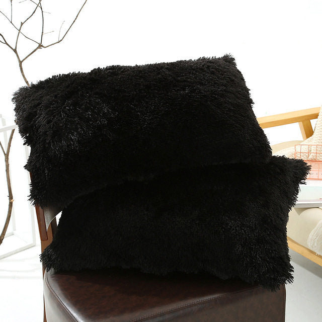Plush Pillow Case Winter Warm Long Fluffy Slee