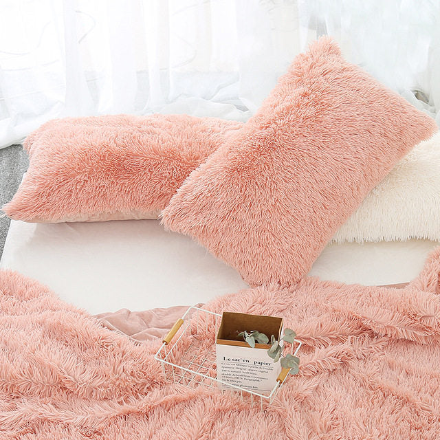 Plush Pillow Case Winter Warm Long Fluffy Slee