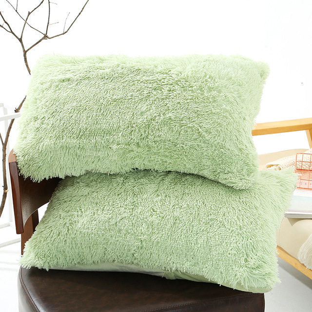 Plush Pillow Case Winter Warm Long Fluffy Slee