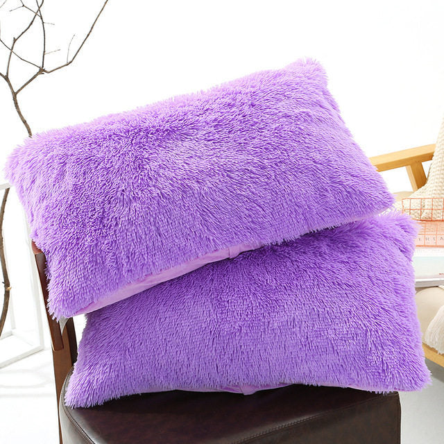 Plush Pillow Case Winter Warm Long Fluffy Slee