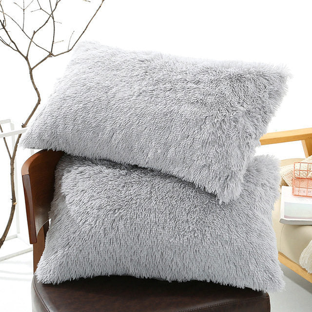 Plush Pillow Case Winter Warm Long Fluffy Slee