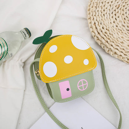 Cartoon Cute Little House Mushroom Stall One Shoulder Diagonal Bag