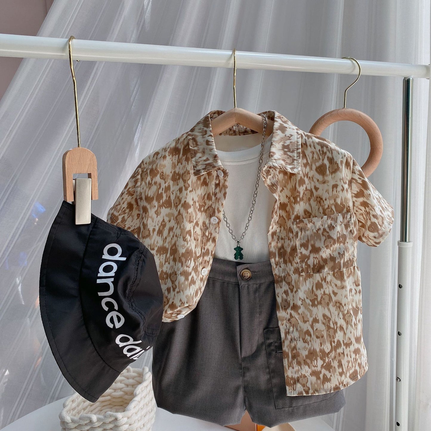 Fashion Children's Leopard Print Short-Sleeved Shirt