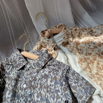 Fashion Children's Leopard Print Short-Sleeved Shirt