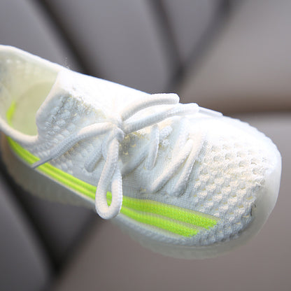 Children's Shoes New Breathable Mesh Luminous Coconut Shoes Girls Net Shoes Children's Sports Shoes Baby White Shoes