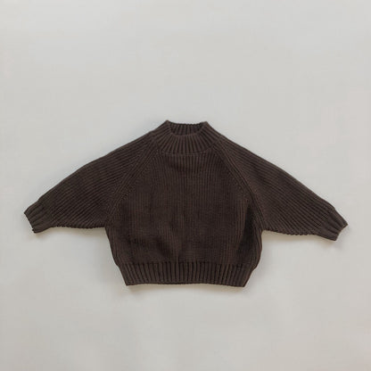 Children's Padded Pullover Sweater Retro Thick Line Half High Neck Sweater For Boys And Girls