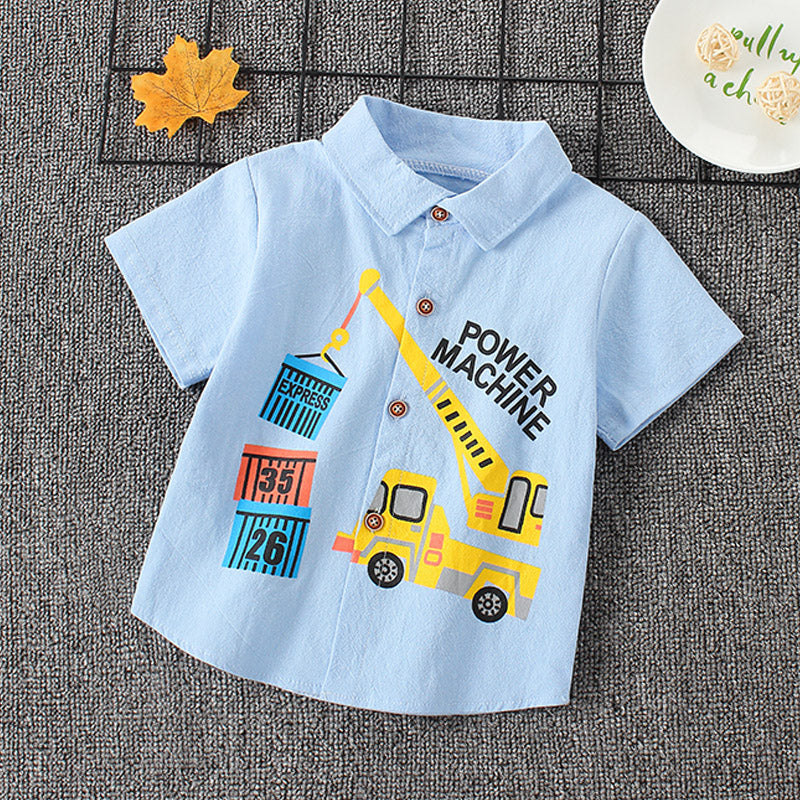 Children's Short Sleeve Cartoon Shirt Boy Summer Thin