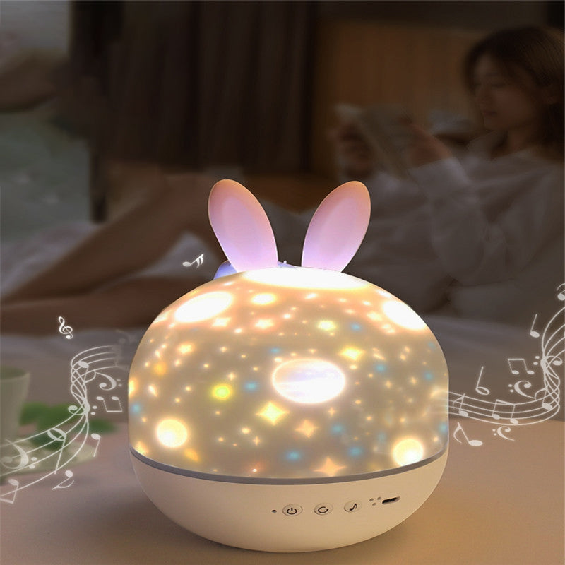 Rabbit Projector Lamp Music Remote Control Rotating Starry Sky Light Creative Bedroom