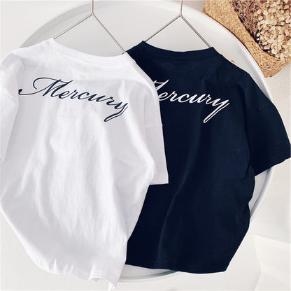 Xiaojiejia Boys Short Sleeve T-shirt New Baby Tops Summer Korean Cartoon Print Girls Trendy Clothing