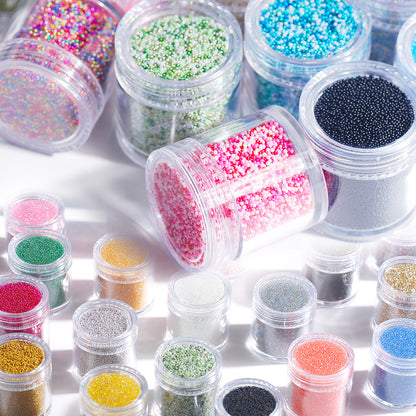 Transparent Symphony Colorful Bubble Beads Microbead Glass Non-porous Small Round Beads Nail Art