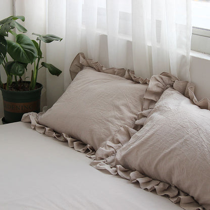Pure Cotton Ruffled Pillowcase, A Pair Of Single Pillowcases