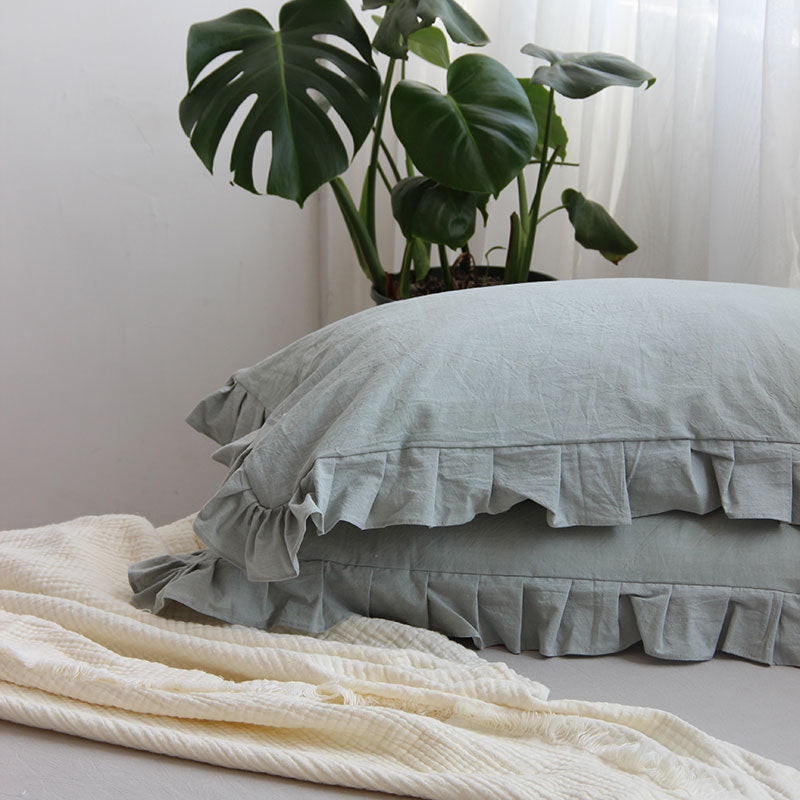 Pure Cotton Ruffled Pillowcase, A Pair Of Single Pillowcases