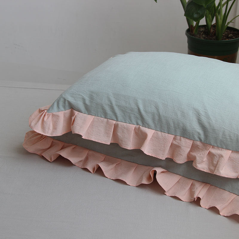 Pure Cotton Ruffled Pillowcase, A Pair Of Single Pillowcases