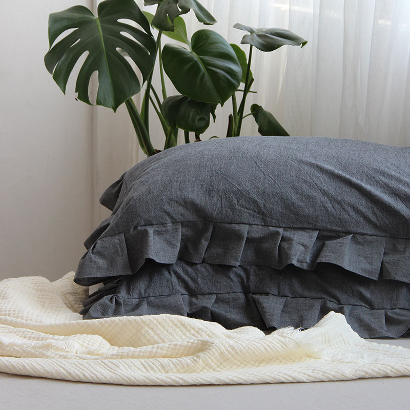 Pure Cotton Ruffled Pillowcase, A Pair Of Single Pillowcases