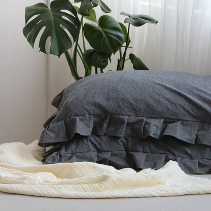 Pure Cotton Ruffled Pillowcase, A Pair Of Single Pillowcases