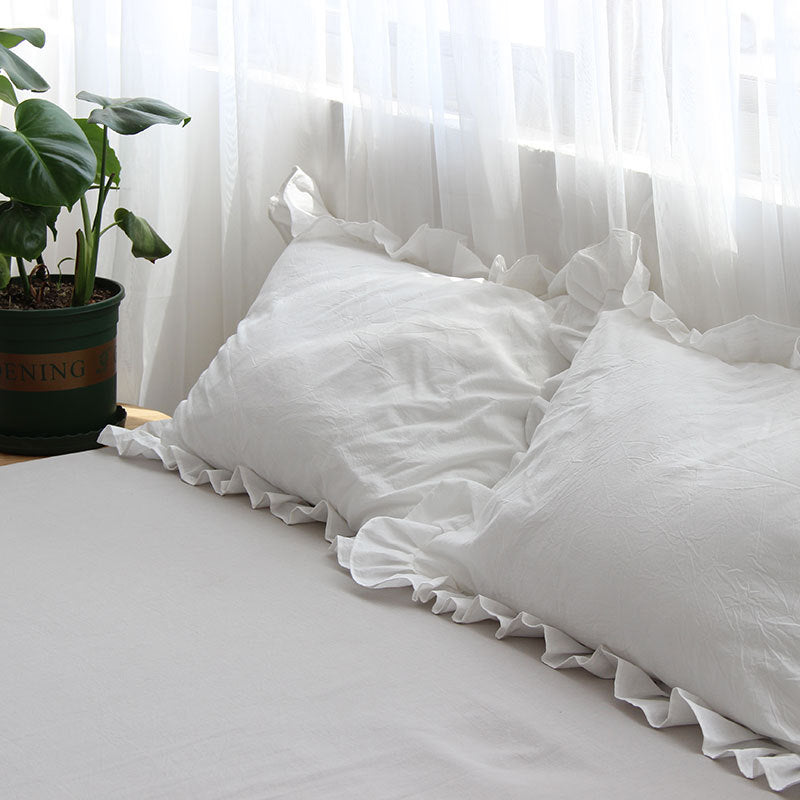 Pure Cotton Ruffled Pillowcase, A Pair Of Single Pillowcases