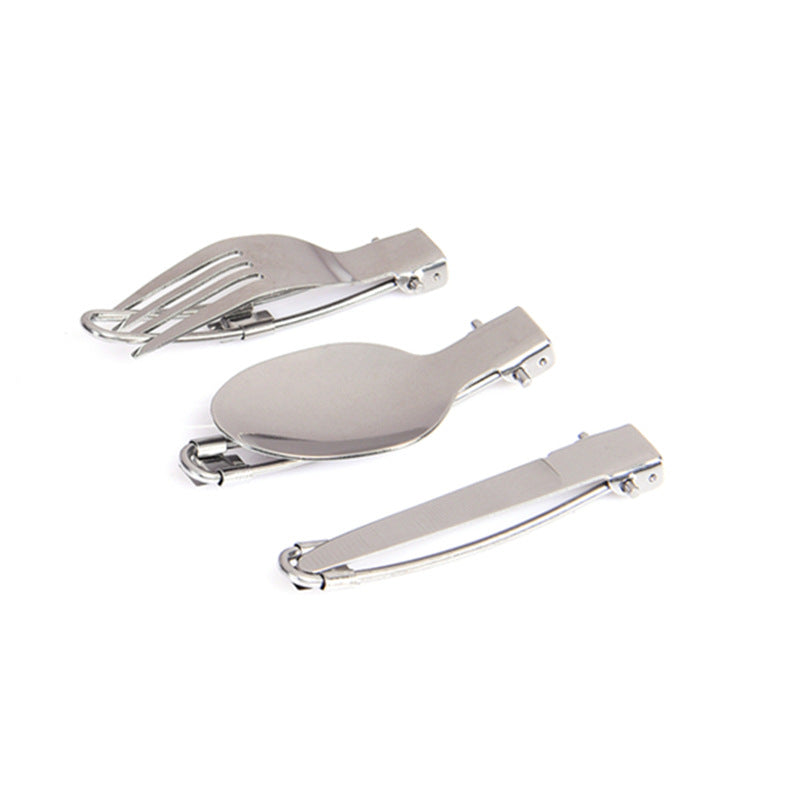Camping Tableware Stainless Steel Foldable Cutlery, Outdoor Camping Portable Tableware
