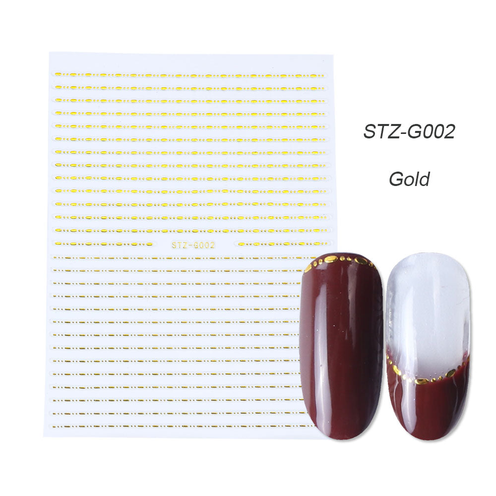 1pcs Gold Silver Sliders 3D Nail Stickers Straight Curved Liners Stripe Tape Wraps Geometric Nail Art Decorations BESTZG001 013