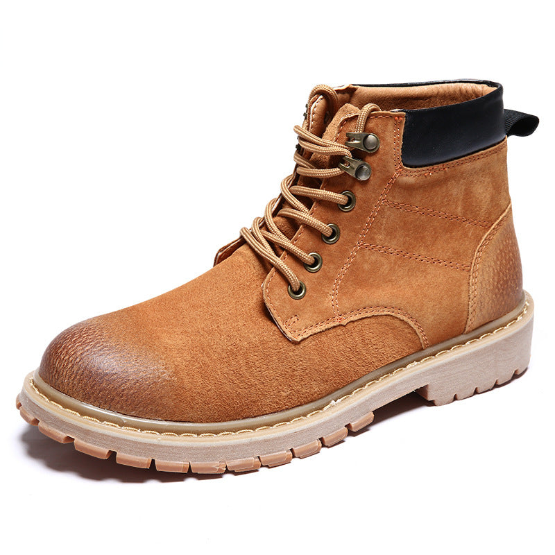 High-Top Shoes Mid-Cut British Style Men's Leather Shoes
