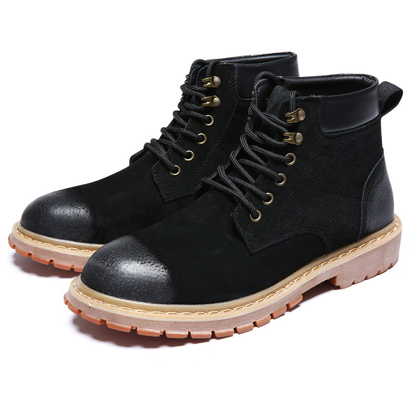 High-Top Shoes Mid-Cut British Style Men's Leather Shoes
