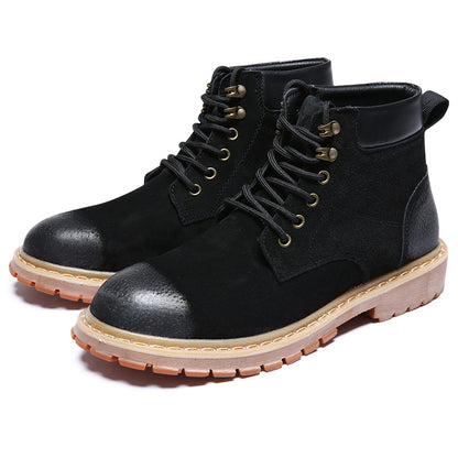 High-Top Shoes Mid-Cut British Style Men's Leather Shoes