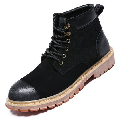 High-Top Shoes Mid-Cut British Style Men's Leather Shoes