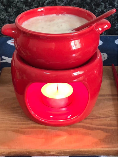 Premium porcelain fondue set for cheese and chocolate