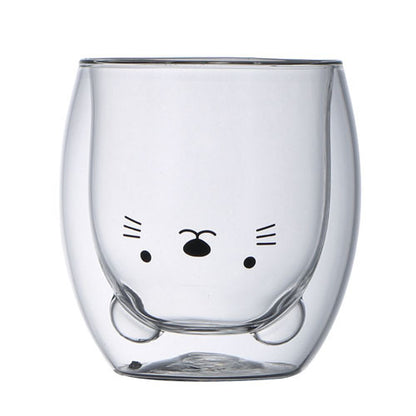Double-layer Juice Glass Heat-resistant Double-layer Cup Coffee Cup Love Gift Bear Cup