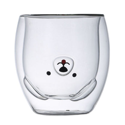 Double-layer Juice Glass Heat-resistant Double-layer Cup Coffee Cup Love Gift Bear Cup