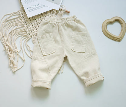 Children's Hanfan Twill Daddy Pants Two-Color Stitching Pocket Pants