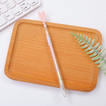 Cute Cartoon Small Fresh Luminous Rabbit Long Ears Signature Pen with Dust Plug Gel Pen, High-quality Pen