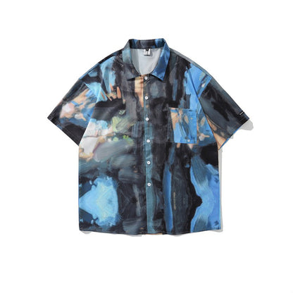 European And American Hip-Hop Oil Painting Print Short-Sleeved Shirt Women