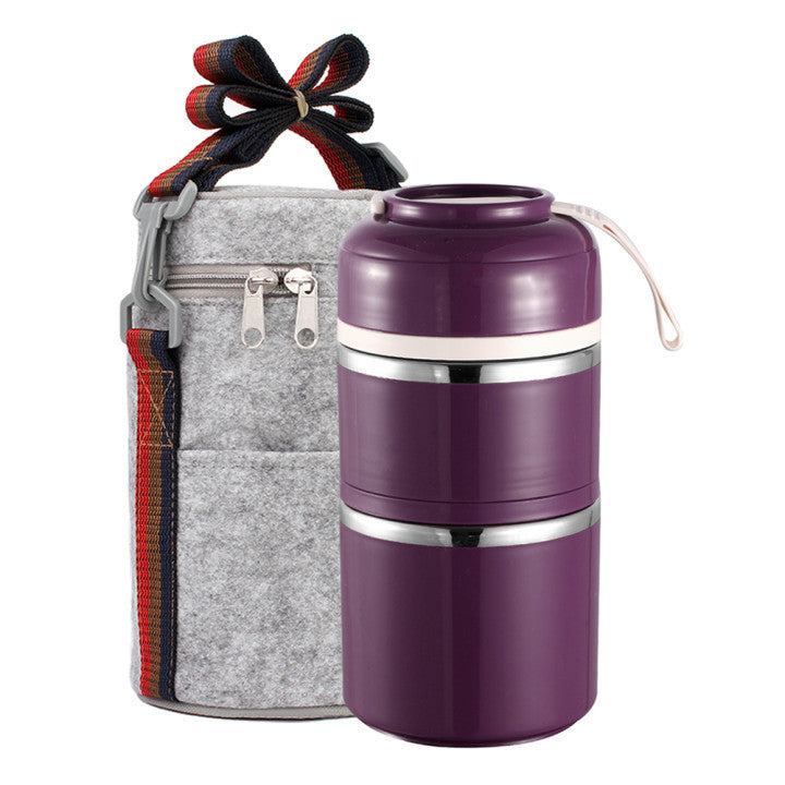 Portable  Stainless Steel Lunch Box Polka Dot Grid Lunch