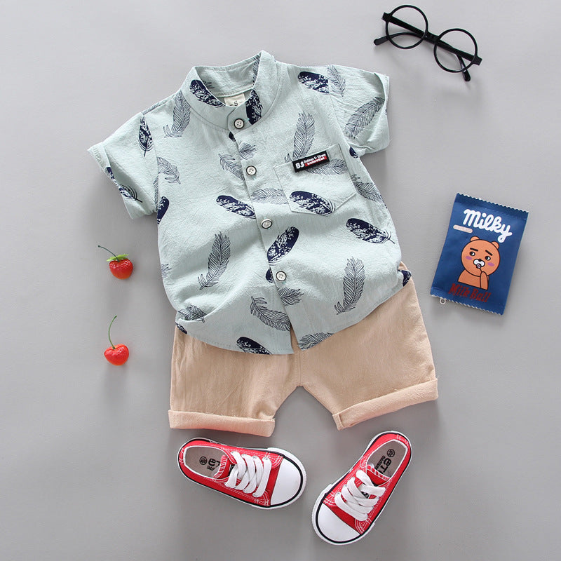 Summer Cartoon Children'S Clothing Western Style Short-Sleeved Suit