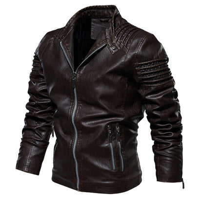 Solid Color Men's Large Size Leather Jacket