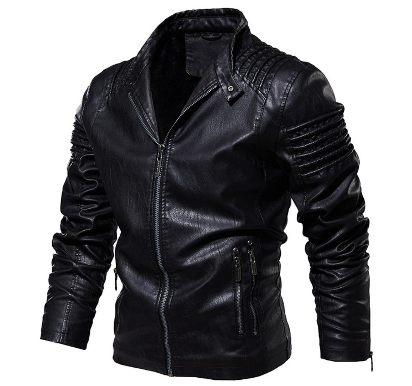 Solid Color Men's Large Size Leather Jacket