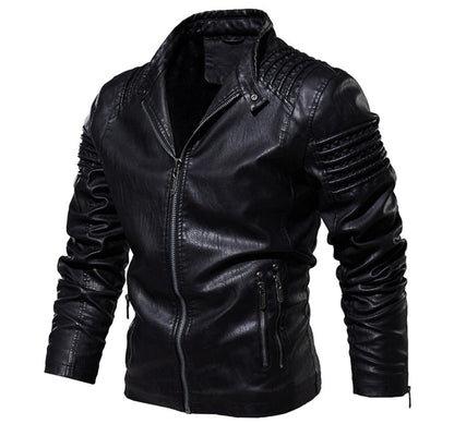 Solid Color Men's Large Size Leather Jacket